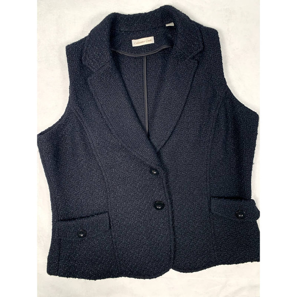 Coldwater Creek Woman's Large‎ Boucher Blue Tweed 2 pocket fitted Vest - Picture 1 of 6